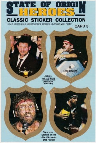 1991 QLD State Of Origin Heroes - Sticker Card 05 Greg Dowling