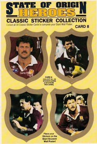 1991 QLD State Of Origin Heroes - Sticker Card 08 Gene Miles