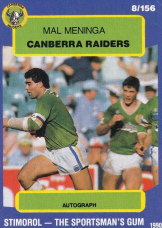 1990 Stimorol Common Card - Base 008 Mal Meninga Canberra Raiders