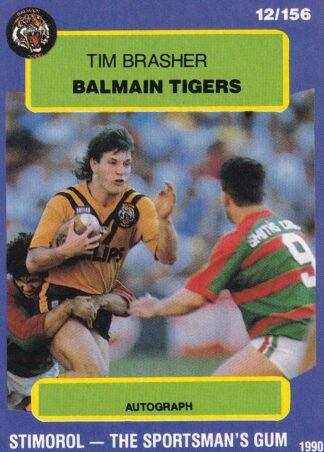 1990 Stimorol Common Card - Base 012 Tim Brasher Balmain Tigers