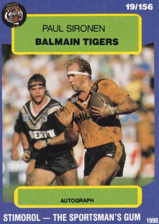 1990 Stimorol Common Card - Base 019 Paul Sironen Balmain Tigers