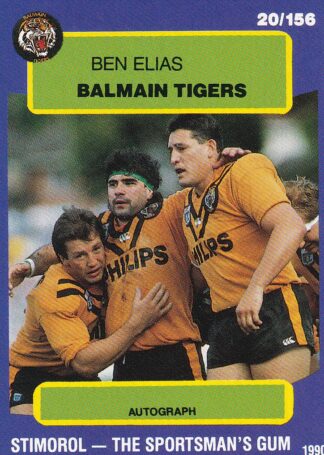 1990 Stimorol Common Card - Base 020 Ben Elias Balmain Tigers