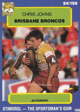 1990 Stimorol Common Card - Base 024 Chris Johns Brisbane Broncos