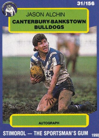 1990 Stimorol Common Card - Base 031 Jason Alchin Canterbury Bulldogs