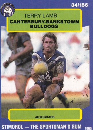 1990 Stimorol Common Card - Base 034 Terry Lamb Canterbury Bulldogs