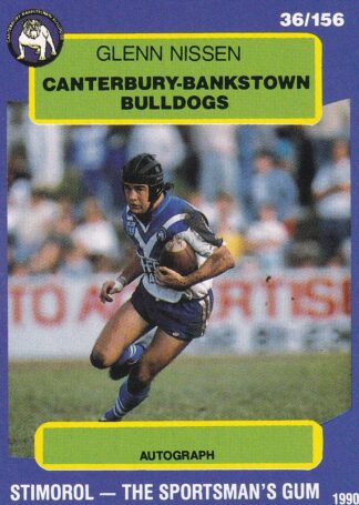 1990 Stimorol Common Card - Base 036 Glenn Nissen Canterbury Bulldogs