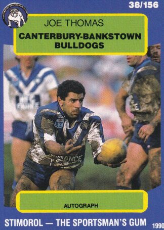 1990 Stimorol Common Card - Base 038 Joe Thomas Canterbury Bulldogs