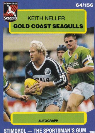 1990 Stimorol Common Card - Base 064 Keith Neller Gold Coast Seagulls