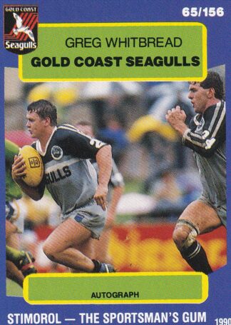 1990 Stimorol Common Card - Base 065 Greg Whitbread Gold Coast Seagulls