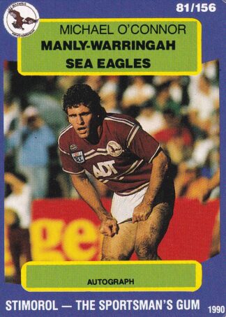 1990 Stimorol Common Card - Base 081 Michael O'Connor Manly Sea Eagles