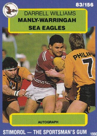 1990 Stimorol Common Card - Base 083 Darrell Williams Manly Sea Eagles