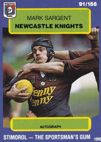 1990 Stimorol Common Card - Base 091 Mark Sargent Newcastle Knights