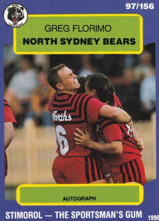 1990 Stimorol Common Card - Base 097 Greg Florimo North Sydney Bears