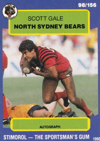 1990 Stimorol Common Card - Base 098 Scott Gale North Sydney Bears