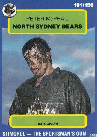 1990 Stimorol Common Card - Base 101 Peter McPhail North Sydney Bears