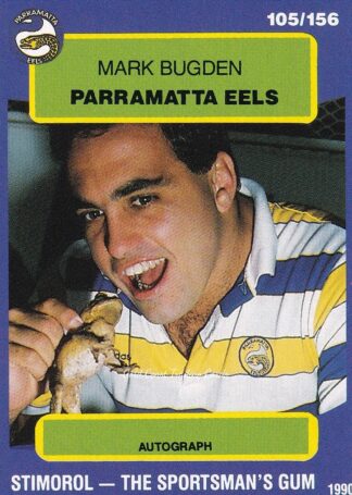 1990 Stimorol Common Card - Base 105 Mark Bugden Parramatta Eels