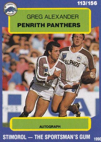 1990 Stimorol Common Card - Base 113 Greg Alexander Penrith Panthers