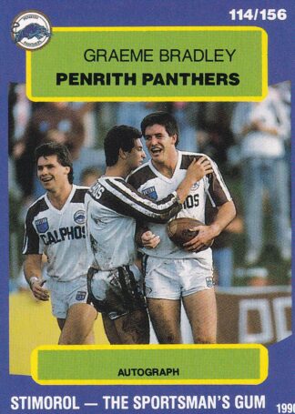1990 Stimorol Common Card - Base 114 Graeme Bradley Penrith Panthers
