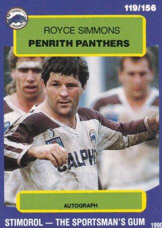 1990 Stimorol Common Card - Base 119 Royce Simmons Penrith Panthers