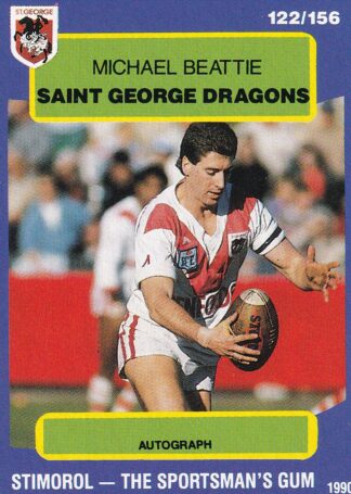 1990 Stimorol Common Card - Base 122 Michael Beattie St George Dragons