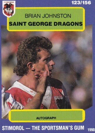 1990 Stimorol Common Card - Base 123 Brian Johnston St George Dragons