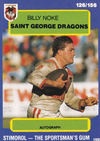 1990 Stimorol Common Card - Base 126 Billy Noke St George Dragons