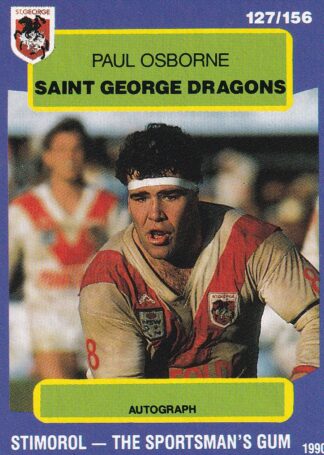 1990 Stimorol Common Card - Base 127 Paul Osborne St George Dragons
