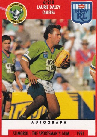 1991 Stimorol Common Card - Base 006 Laurie Daley Canberra Raiders