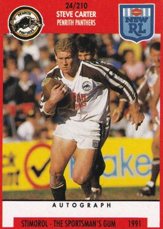 1991 Stimorol Common Card - Base 024 Steve Carter Penrith Panthers