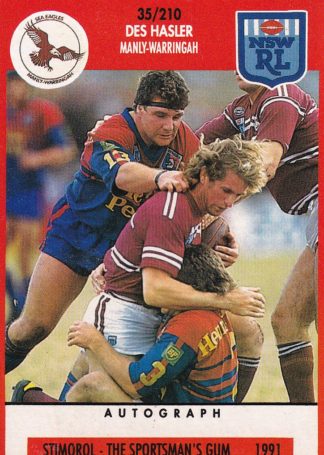 1991 Stimorol Common Card - Base 035 Des Hasler Manly Sea Eagles