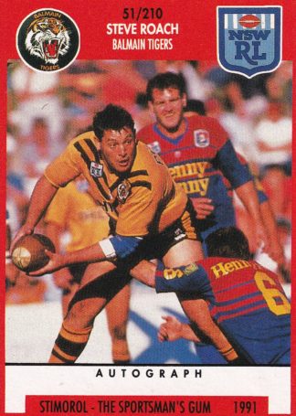 1991 Stimorol Common Card - Base 051 Steve Roach Balmain Tigers