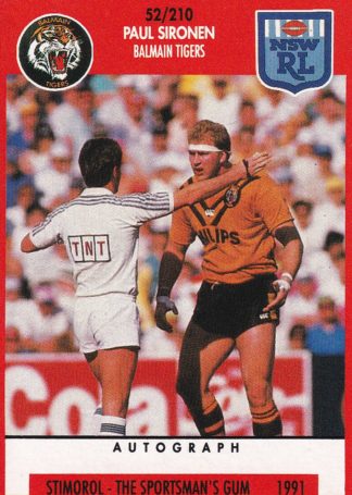 1991 Stimorol Common Card - Base 052 Paul Sironen Balmain Tigers