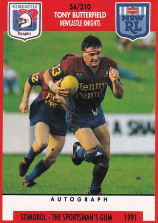 1991 Stimorol Common Card - Base 054 Tony Butterfield Newcastle Knights