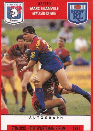 1991 Stimorol Common Card - Base 057 Marc Glanville Newcastle Knights