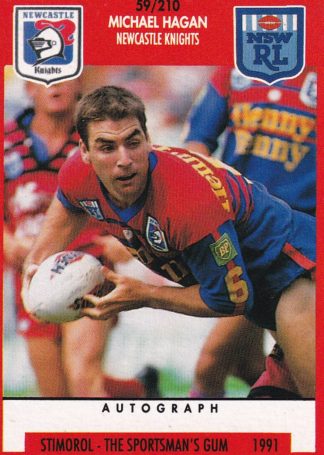 1991 Stimorol Common Card - Base 059 Michael Hagan Newcastle Knights