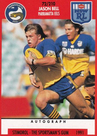 1991 Stimorol Common Card - Base 072 Jason Bell Parramatta Eels