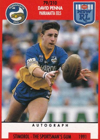 1991 Stimorol Common Card - Base 079 David Penna Parramatta Eels