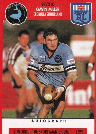 1991 Stimorol Common Card - Base 097 Gavin Miller Cronulla Sharks