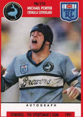 1991 Stimorol Common Card - Base 098 Michael Porter Cronulla Sharks