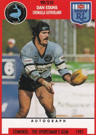 1991 Stimorol Common Card - Base 099 Dan Stains Cronulla Sharks