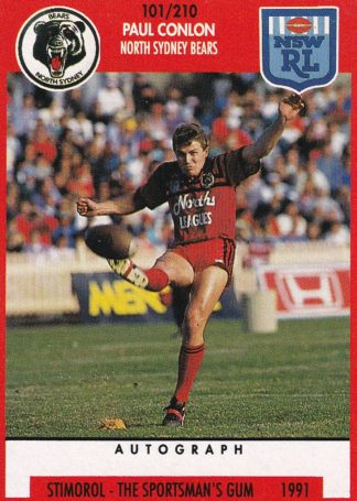 1991 Stimorol Common Card - Base 101 Paul Conlon North Sydney Bears