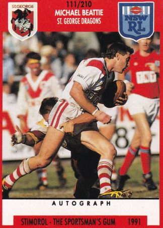 1991 Stimorol Common Card - Base 111 Michael Beattie St George Dragons