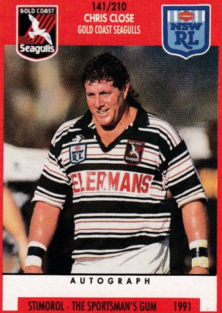 1991 Stimorol Common Card - Base 141 Chris Close Gold Coast Seagulls