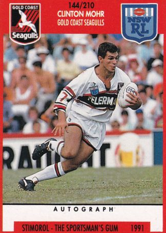 1991 Stimorol Common Card - Base 144 Clinton Mohr Gold Coast Seagulls