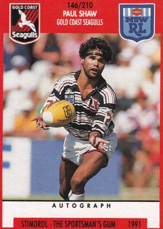 1991 Stimorol Common Card - Base 146 Paul Shaw Gold Coast Seagulls