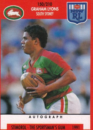 1991 Stimorol Common Card - Base 150 Graham Lyons South Sydney Rabbitohs