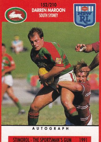 1991 Stimorol Common Card - Base 152 Darren Maroon South Sydney Rabbitohs