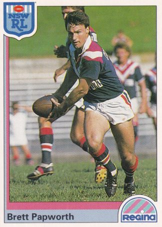 1992 Regina Common Card - Base 117 Brett Papworth Eastern Suburbs Roosters