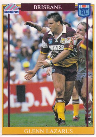 1993 Regina Common Card - Base 026 Glenn Lazarus Brisbane Broncos
