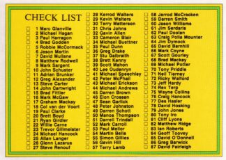 1993 Regina Common Card - Base 173 Checklist